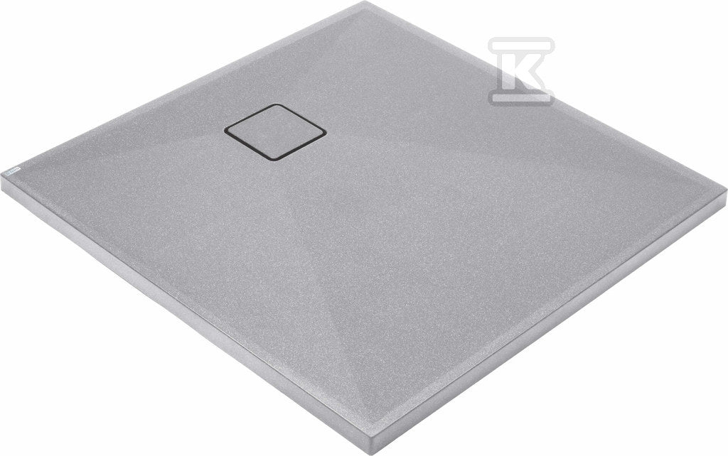 Brodzik granitowy kwadratowy Correo 90x90 cm, szary metalik