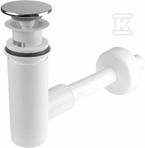 Korek do umywalki czyszczony od góry Easy-Clean z syfonem, biały, chrom