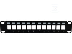 Patch panel 10" modularny 12 portów 1U niewyposażony
