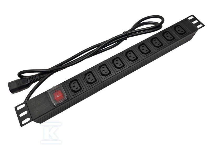 Listwa zasilająca 19" gniazdo 9 x IEC320 C13 wtyk IEC320 C14