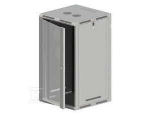 Szafa wisząco/stojąca 19" 21U 600x600, niedzielona, drzwi szklane jednoskrzydłowe, tył osłona pełna, osłony boczne ruchome perforowane, kolor szary, 4 belki