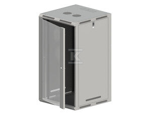 Szafa rackowa 19" 24U 600x600, drzwi szklane jednoskrzydłowe, tył osłona pełna, osłony boczne ruchome perforowane, kolor szary, 4 belki ALANTEC
