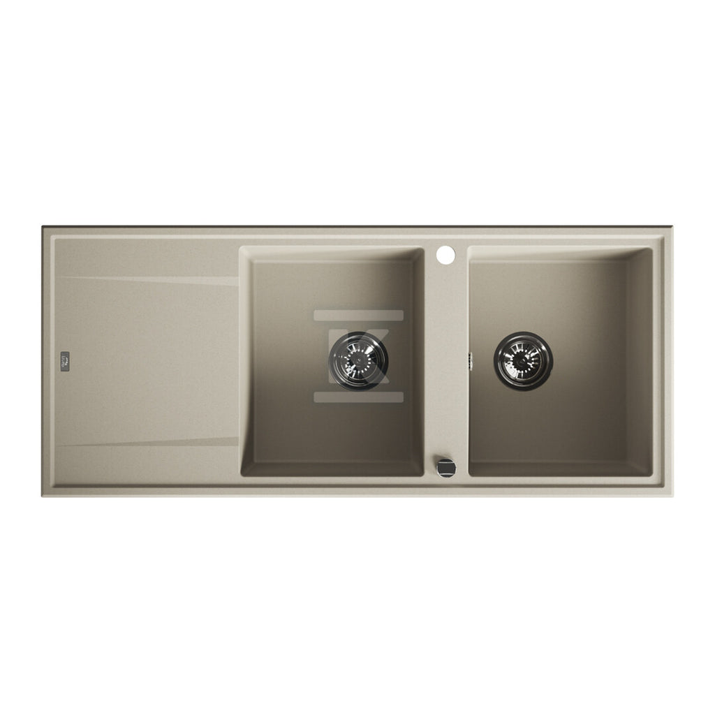 Zlew granitowy MEGALO 2 komorowy z ociekaczem 50x116cm z syfonem