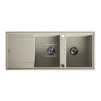 Zlew granitowy MEGALO 2 komorowy z ociekaczem 50x116cm z syfonem