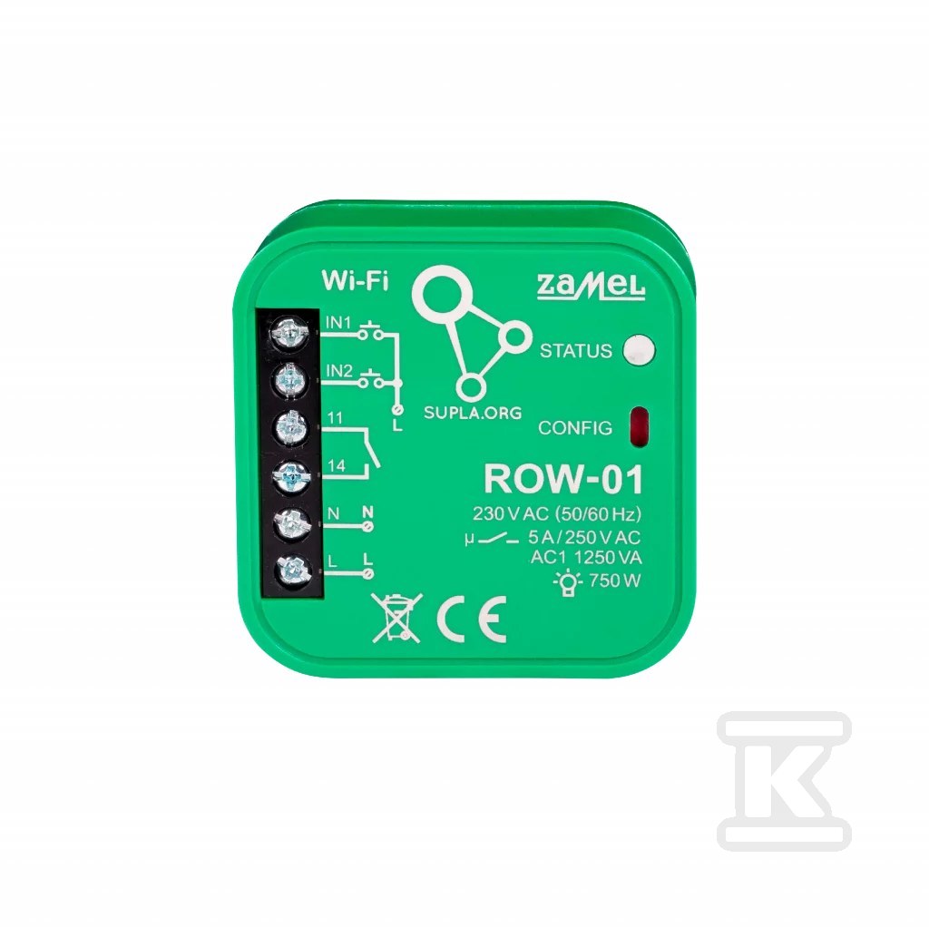 Odbiornik WI-FI dopuszkowy 1-kanałowy dwukierunkowy typ: ROW-01, SUPLA