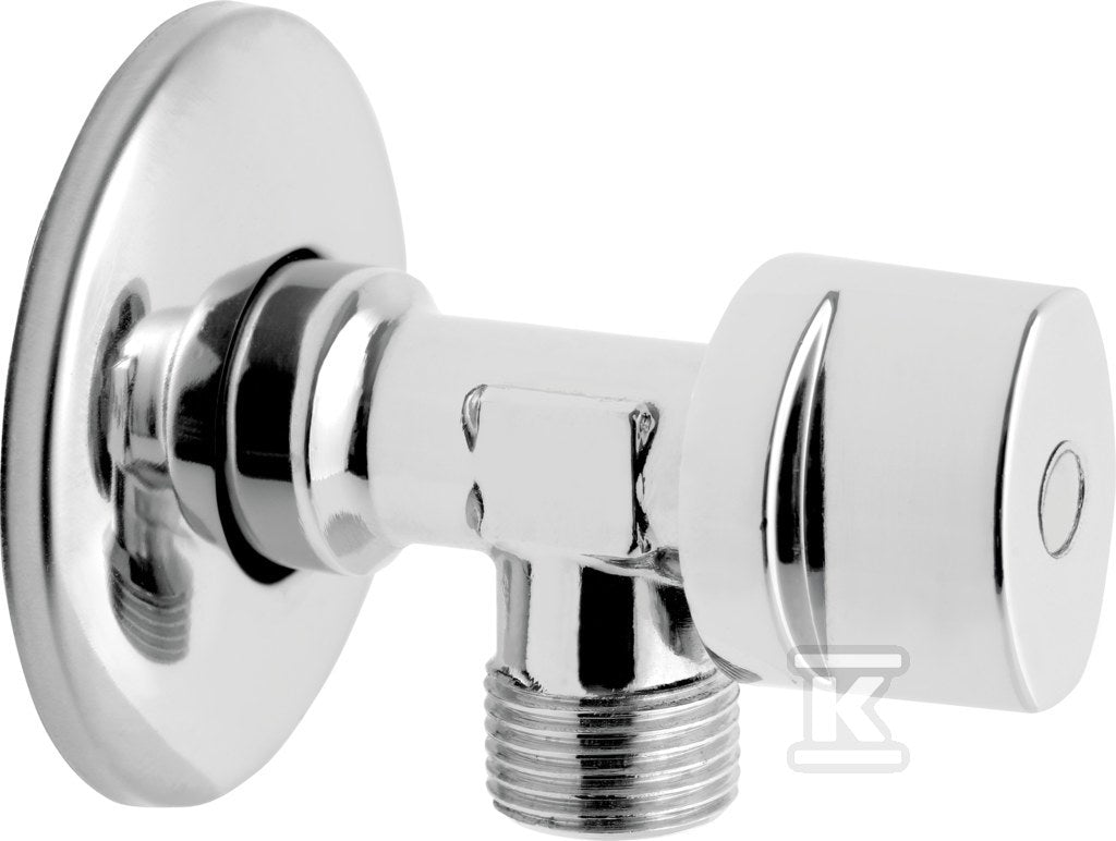 Zawór kulowy kątowy z metalowym uchwytem, z rozetą 1-2" x 1-2"