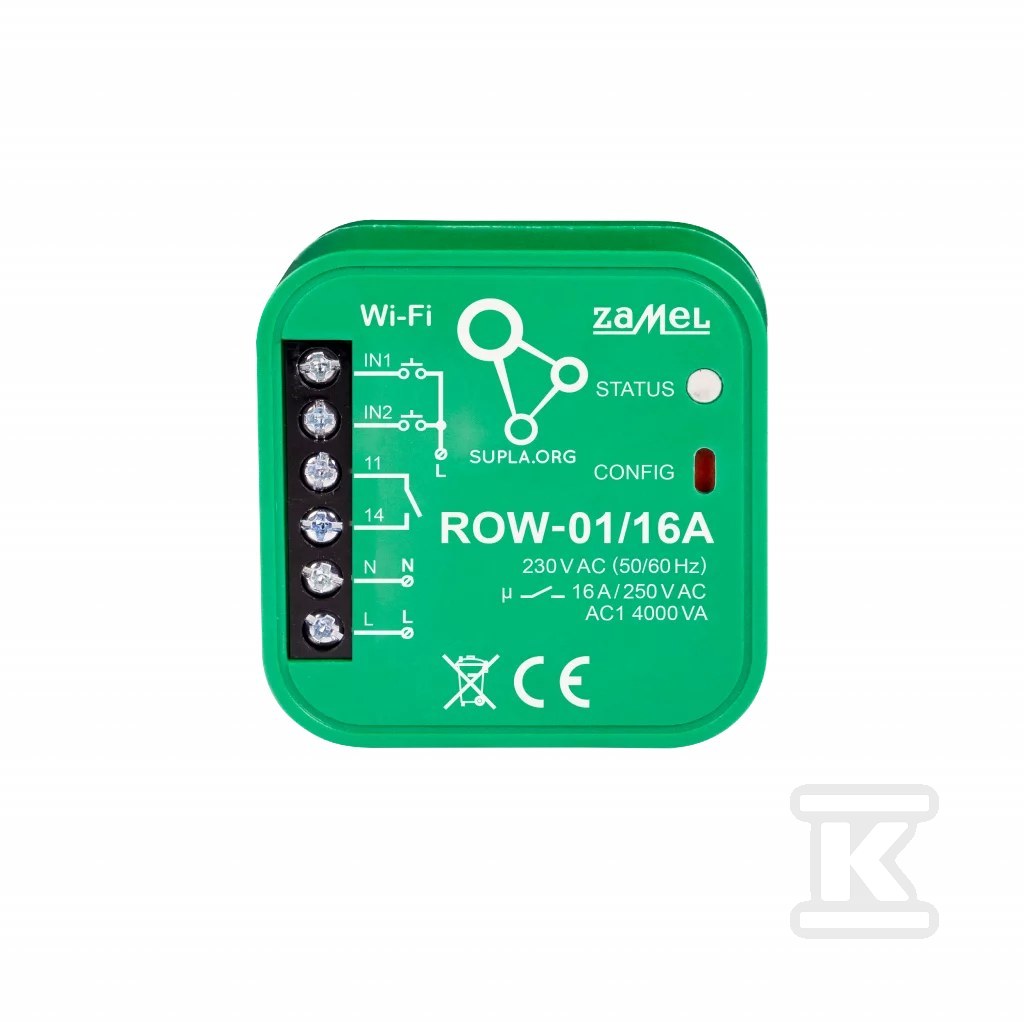 Odbiornik Wi-Fi dopuszkowy 1-kanałowy Dwukierunkowy 16A Typ: Row-01/16A