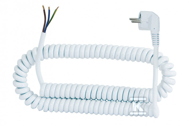 Przewód spiralny - wtyczka kątowa 05VVH8-F - 3x1mm2 - 3m - biały