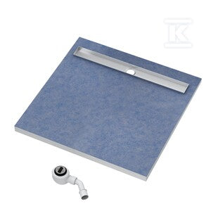 Brodzik podpłytkowy Stabilsound Plus® Base (S4) 70x120x5/12,5 cm, prostokątny z odpływem na krótszym boku oraz maskownicą Circle