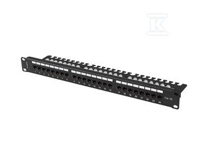 Patch panel 24 port 1U 19" kat.5e UTP z organizerem kablowym czarny LANBERG