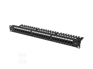 Patch panel 24 port 1U 19" kat.6 UTP z organizerem kablowym czarny LANBERG