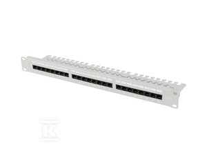 Patch panel 24 port 1U 19" kat.6 UTP z organizerem kablowym szary LANBERG