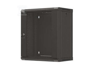 Szafa instalacyjna RACK wisząca 19" 12U 540x350 czarna drzwi przeszklone (Flat Pack) LANBERG