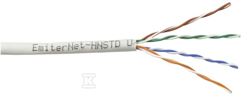 Kabel sieciowy Emiter Net UTP (U/UTP) kat.5e 350 MHz, drut, standard, szary