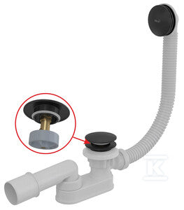 Syfon wannowy CLIK/CLAK, czarny-mat A507BLACK-80