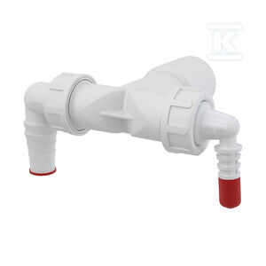 Podwójne kolano G1"/8–16 z zaworem, DN40 podłączenie sprzętów AGD P157Z