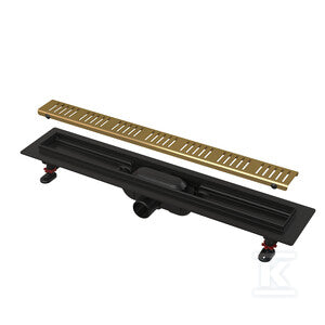 Odpływ podłogowy Simple z obramowaniem do rusztu perforowanego, mosiądz APZ10BLACK-550BRASS
