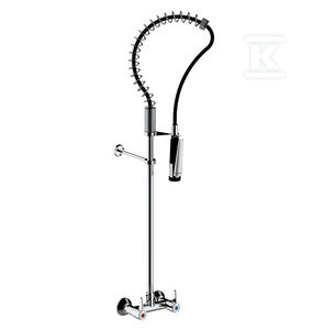 Bateria gastronomiczna ścienna, wąż na sprężynie, pistolet, H=1101, PRESTO CHEF
