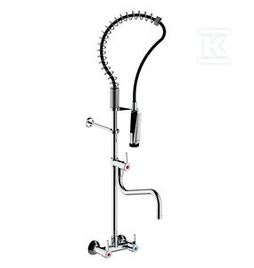 Bateria gastronomiczna ścienna, wąż na sprężynie, pistolet, dodatkowa wylewka 340mm, H=1101, PRESTO CHEF