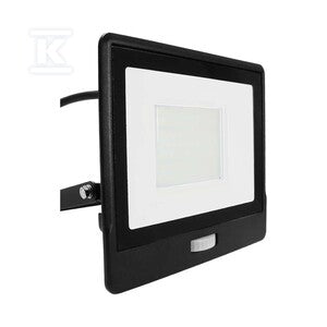 Naświetlacz LED V-TAC 50W SAMSUNG CHIP czujnik ruchu czarny przewód 1M VT-158S-1 6400K 4000lm 5 lat gwarancji