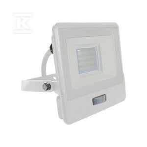 Naświetlacz LED V-TAC 20W SAMSUNG CHIP czujnik ruchu biały przewód 1M VT-128S 3000K 1510lm 5 lat gwarancji