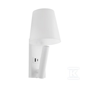 Oprawa LED V-TAC 2W COB CREE kinkiet biały hotel łóżko USB+USB C klosz VT-80062-W 3000K 60lm