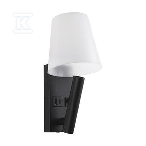 Oprawa LED V-TAC 2W COB CREE kinkiet czarny hotel łóżko USB+USB C klosz VT-88062-B 3000K 60lm