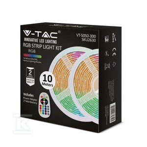 Taśma LED V-TAC zestaw RGB SMD5050 2x5mb pilot sterownik zasilacz VT-5050 300 RGB 500lm