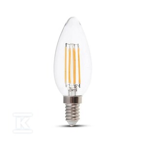 Żarówka LED V-TAC 4W filament E14 świeczka ściemnialna VT-2304D 3000K 400lm