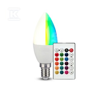 Żarówka LED V-TAC 4,8W E14 świeczka pilot VT-2214-N-1 RGB+4000K 320lm