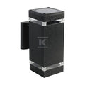 Kinkiet ogrodowy V-TAC czarny IP44 2xE27 kwadrat góra dół VT-968