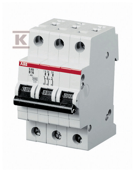 Wyłącznik nadmiarowo-prądowy, 3P, charakterystyka K, 2A, 6kA, AC | S203-K2