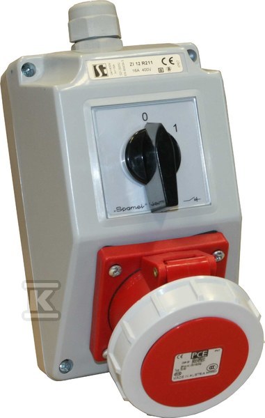 ZESTAW INSTALACYJNY IP67 O-I/32A,3P+N+PE,DŁAW.M25 POKR.CZERWONE ZI12\R441C