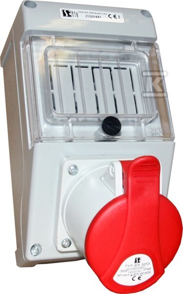 ZESTAW INSTALACYJNY IP44 BEZ WYŁ.NADPRĄD.16 A,3P+N,DŁAWN.M25 ZI32\X111