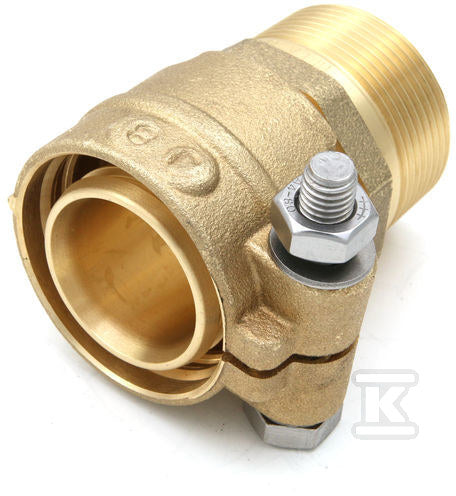 Złączka mosiężna skręcana HELA-PEX 10 bar 63x8.7mm z gwintem zewnętrznym GZ2" przyłączeniowa do Pex, do rur preizolowanych CALPEX
