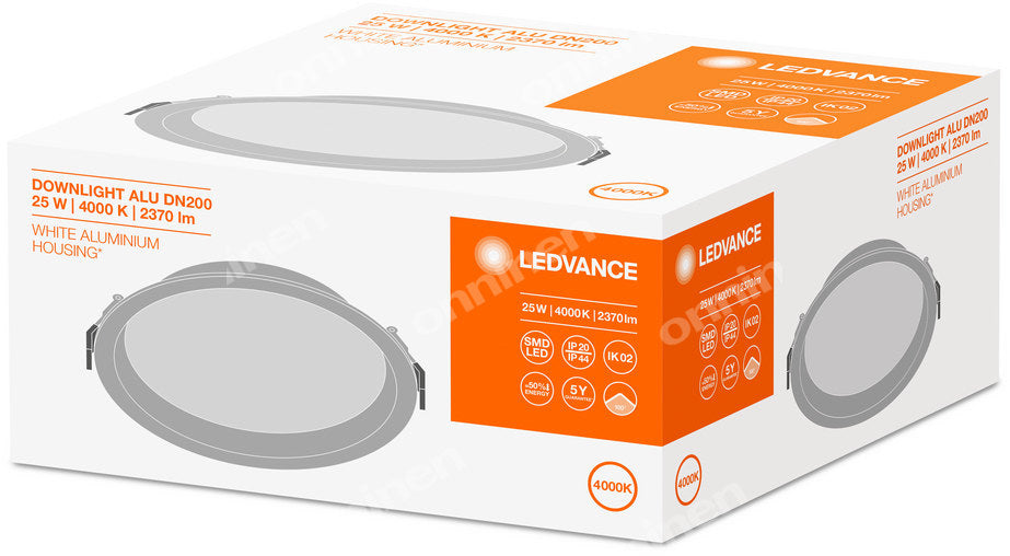 Downlight LED DL ALU DN200 25W 4000K 2370lm IP44/20