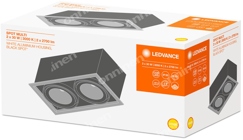 Reflektor obrotowy Multi 2X30W/3000K Fl Wt/Bk Ledv