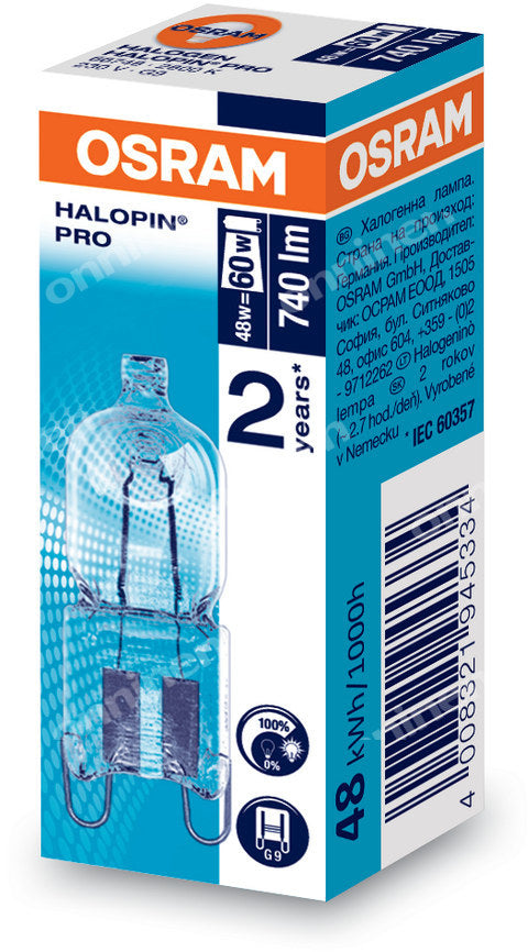 Żarówka halogenowa HALOPIN PRO G9 48W 2800K 740lm 230V