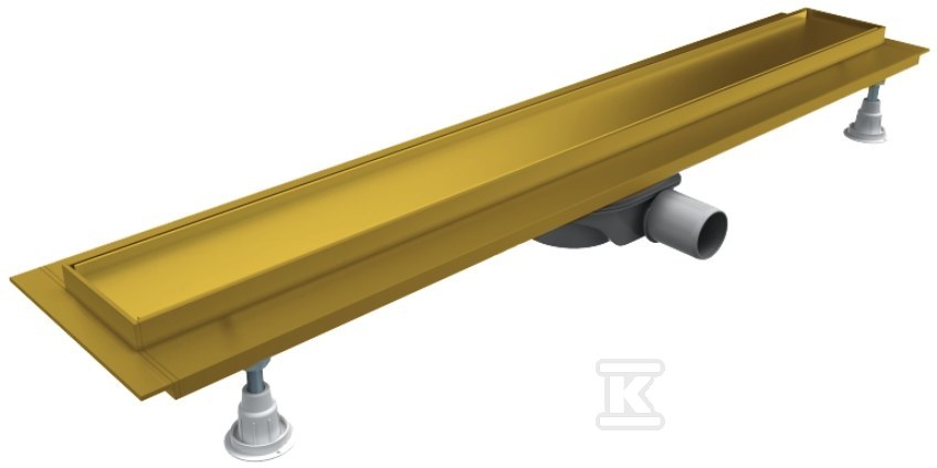 Odpływ liniowy OLP90/ZST-LOW Standard Plus Gold Matt 90x8x7 cm "Base-Low", prostokątny z maskownicą Gold-Plate