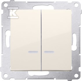 Łącznik świecznikowy z podświetleniem LED i do wersji IP44 (moduł) 16AX, 250V~, zaciski śrubowe, kremowy, SIMON54