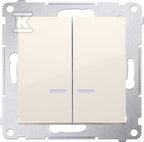 Łącznik świecznikowy z podświetleniem LED i do wersji IP44 (moduł) 16AX, 250V~, zaciski śrubowe, kremowy, SIMON54