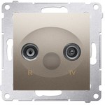 Gniazdo komputerowe pojedyncze RJ45 kategoria 6, ekranowane z przesłoną przeciwkurzową (moduł), złoty mat, SIMON54