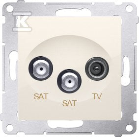 Gniazdo satelitarne podwójne RTV-SAT-SAT, krem Simon54