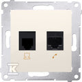 Gniazdo komputerowe RJ45 kategoria 5e + telefoniczne RJ12, krem Simon54