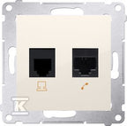 Gniazdo komputerowe RJ45 kategoria 5e + telefoniczne RJ12, krem Simon54
