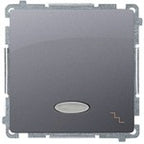 Przycisk światło z podświetleniem LED (moduł) 10AX, 250V~, szybkozłącza, stal inox, BASIC MODUŁ