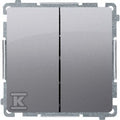 Łącznik schodowy podwójny (moduł) 10AX, 250V~, zaciski śrubowe, stal inox, BASIC MODUŁ