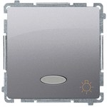 Łącznik schodowy podwójny z podświetleniem LED (moduł) 10AX, 250V~, zaciski śrubowe, stal inox, BASIC MODUŁ