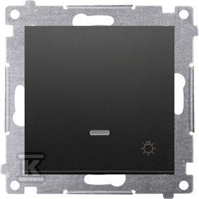 Przycisk światło z podświetleniem LED (moduł) 10AX, 250V~, szybkozłącza, czarny mat Simon54