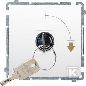 Łącznik jednobiegunowy z kluczem, 2 pozycyjny, 0-I styk N/O. Możliwość wyjęcia klucza w każdej pozycji, biały, BASIC MODUŁ